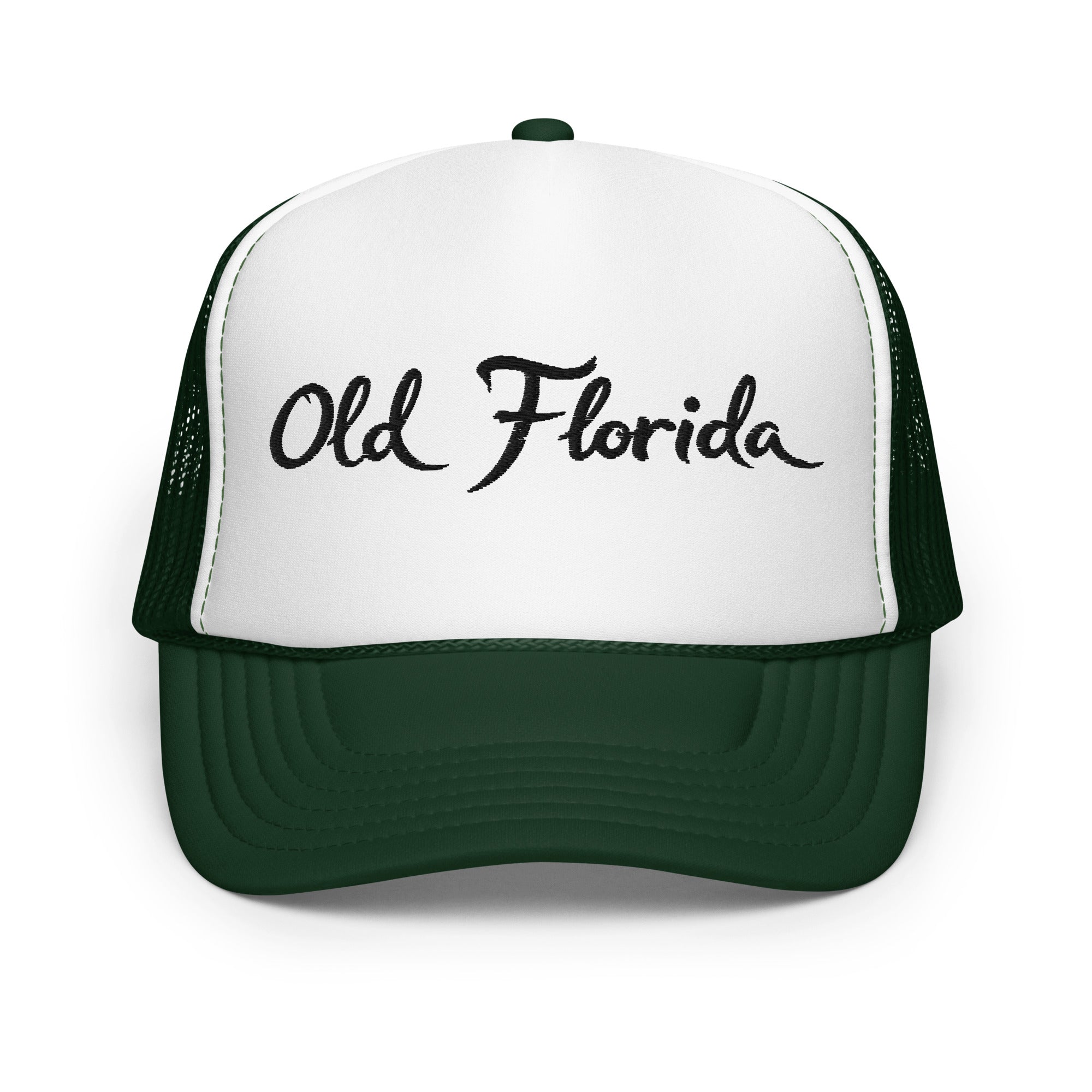 Old Florida Dark Green Trucker Hat - Front View