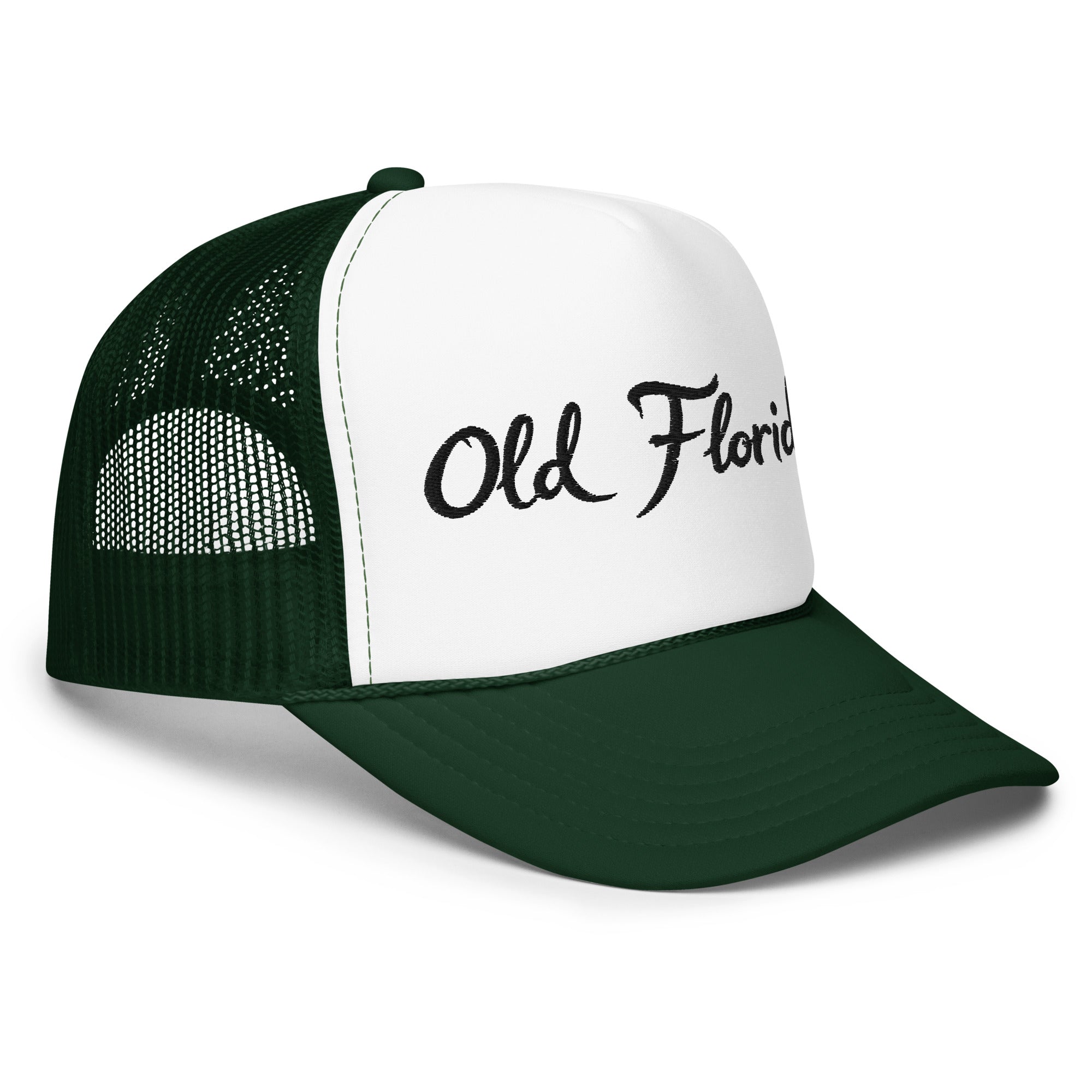 Old Florida Dark Green Trucker Hat - Right Front view