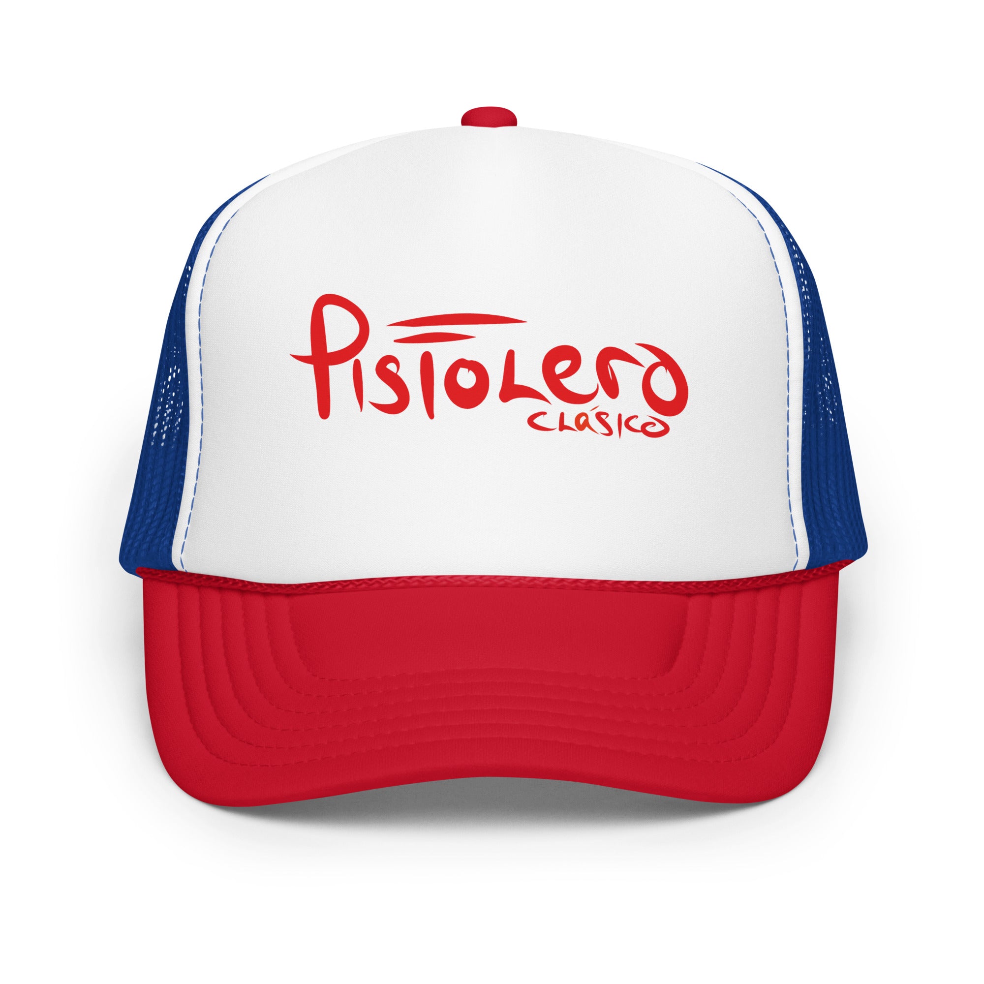 Pistolero Clásico Red White & Blue Trucker Hat – front view