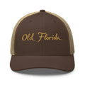 Old Florida Premium Trucker Hat - Brown/Khaki front view