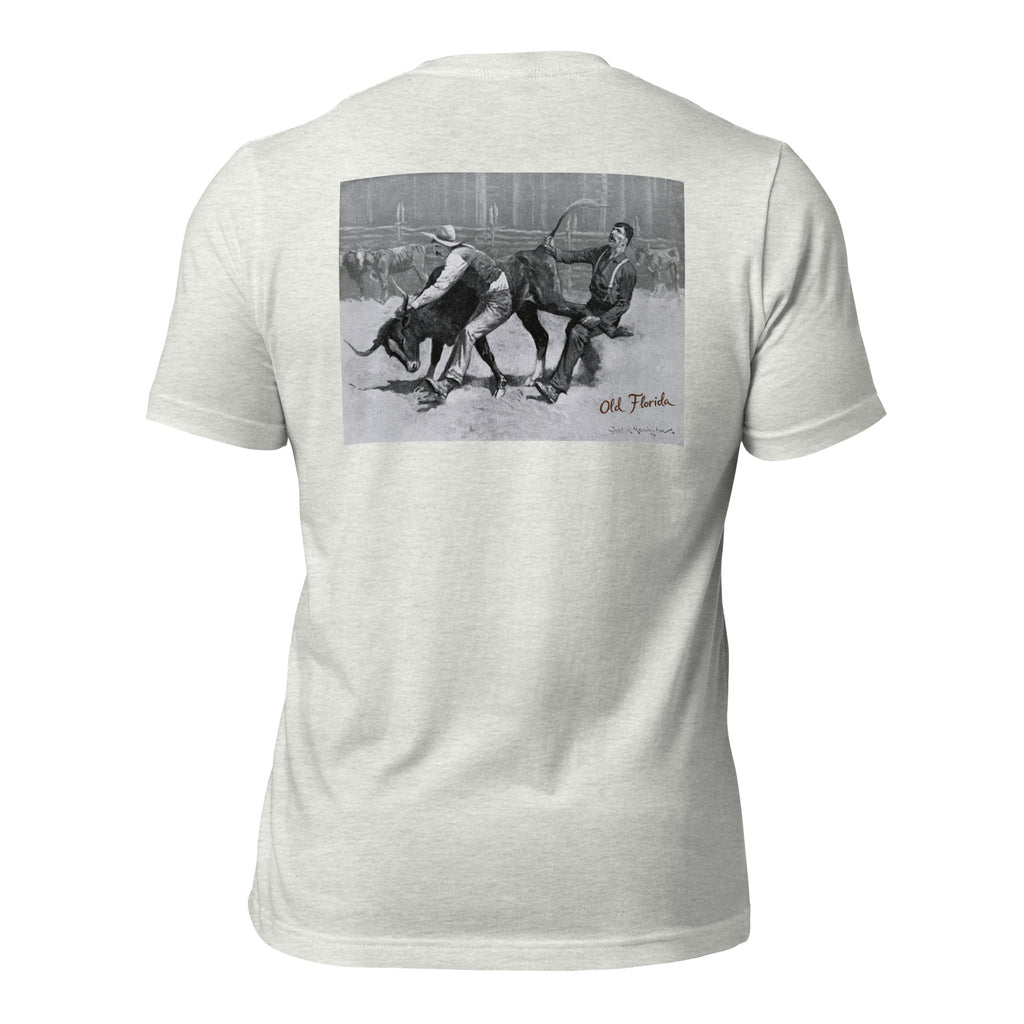 Bull Wrestling ash tee — back graphic print — Pistolero Clásico