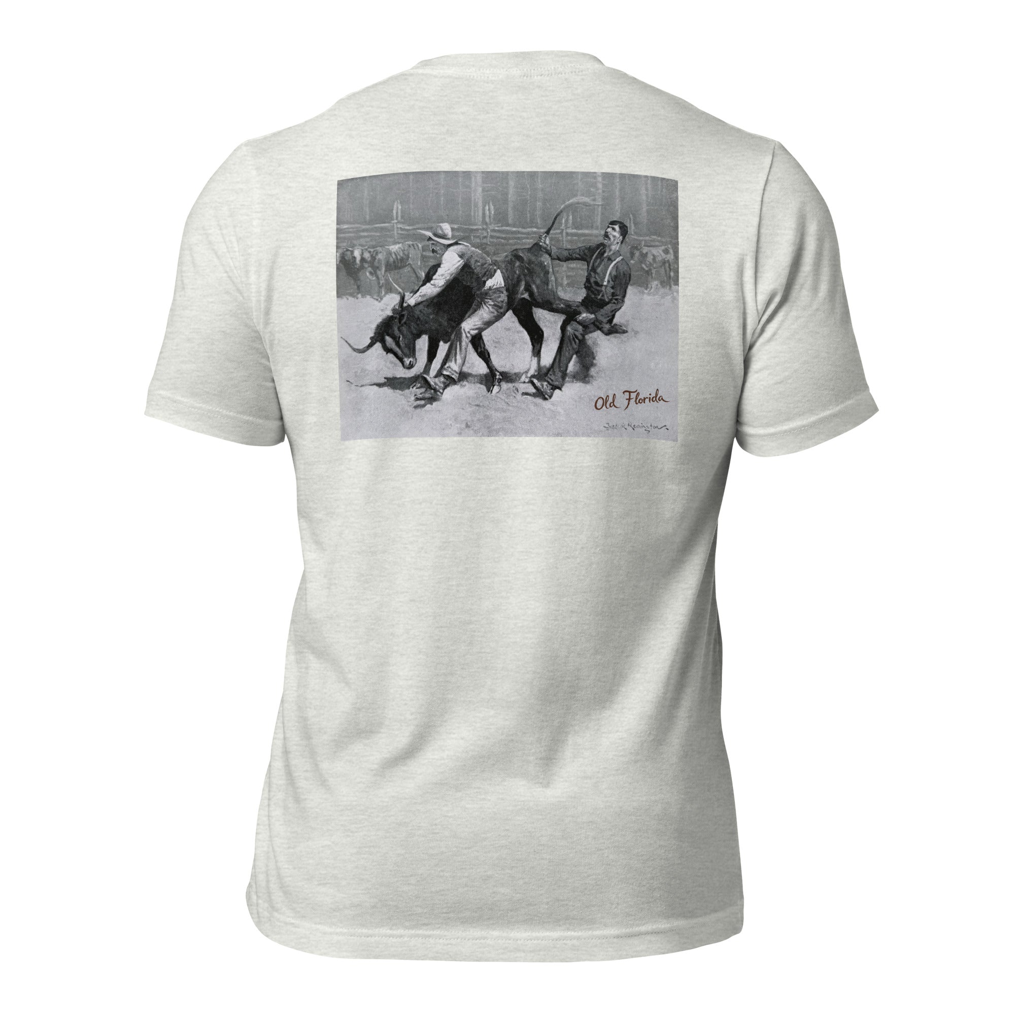 Bull Wrestling ash tee — back graphic print — Pistolero Clásico