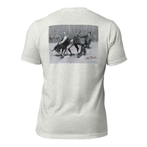 Bull Wrestling ash tee — back graphic print — Pistolero Clásico