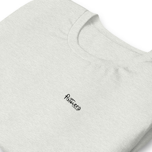Bull Wrestling ash tee — front Pistolero Clásico logo — Pistolero Clásico