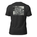 Open Range graphic tee in Dark Grey Heather, back view — Pistolero Clásico