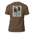 Come See Me heather brown tee — back graphic print detail — Pistolero Clásico