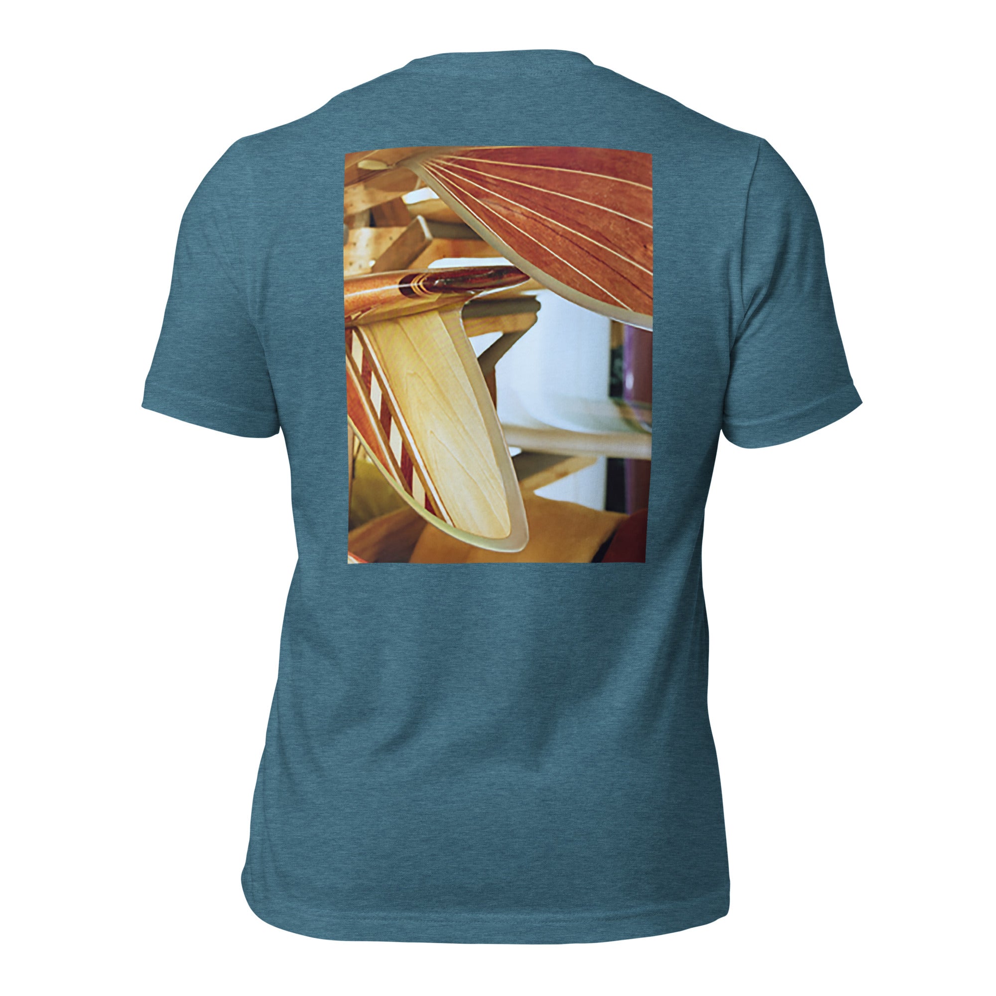 dFins Clásico heather deep teal tee — back graphic print — Pistolero Clásico
