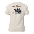 Cow Hunters heather dust tee — back graphic print — Pistolero Clásico