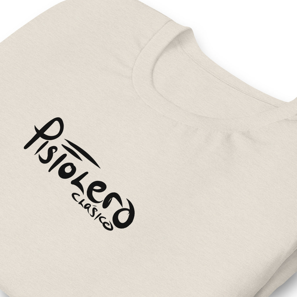 Pistolero Clásico Tee – Heather Dust, front angled view