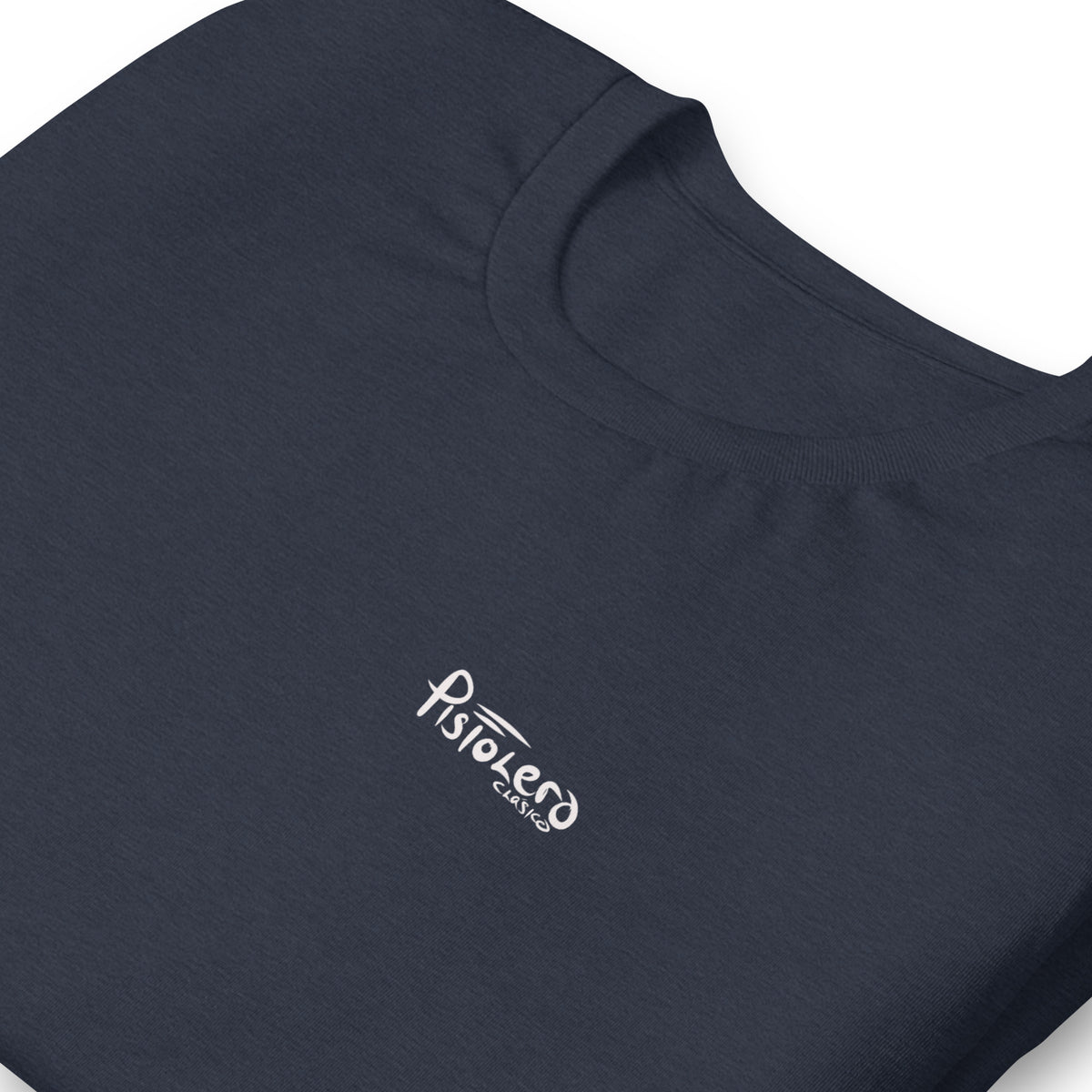 Medicine Show heather navy tee — back graphic print detail — Pistolero Clásico