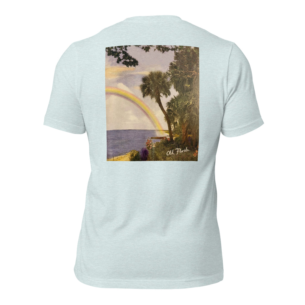 Rainbow heather prism ice blue tee — back graphic print — Pistolero Clásico