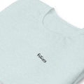 Rainbow heather prism ice blue tee — front Pistolero Clásico logo — Pistolero Clásico