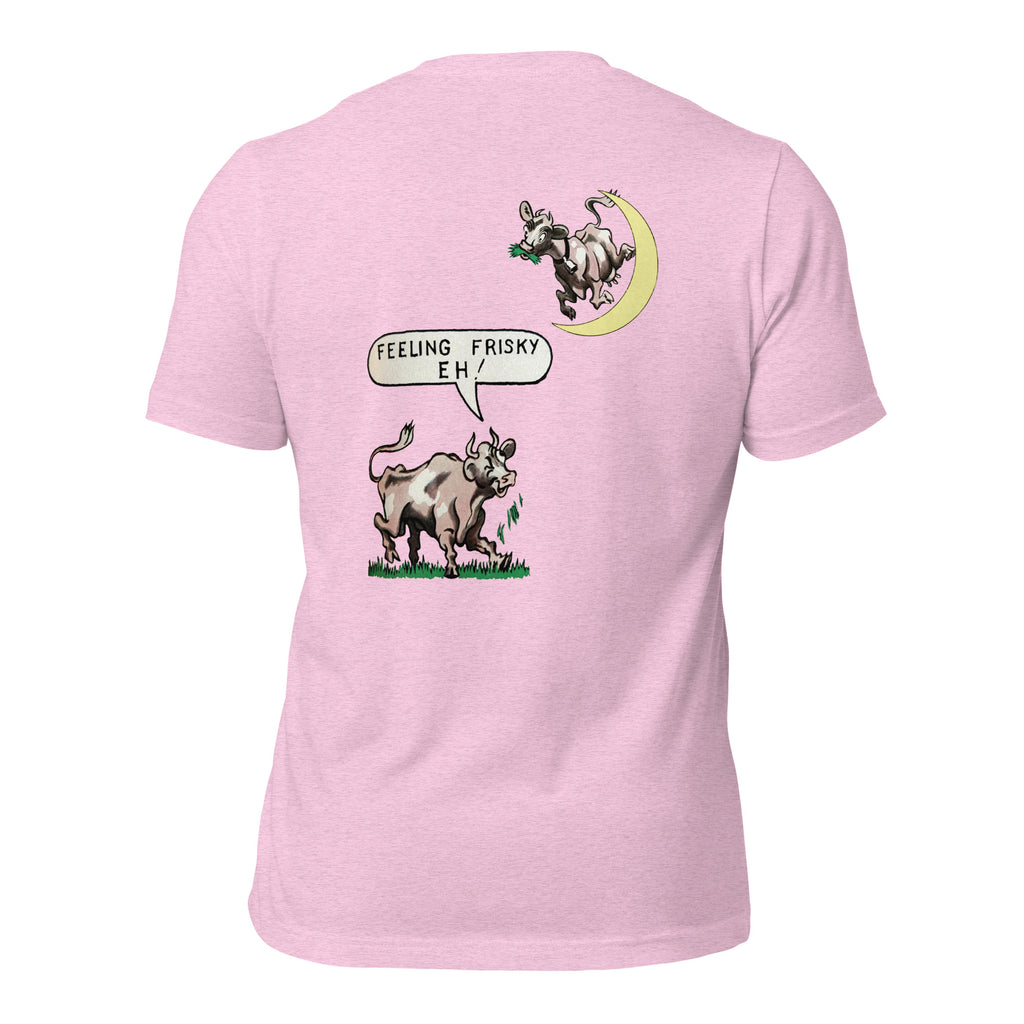 Frisky heather prism lilac tee — back graphic print — Pistolero Clásico