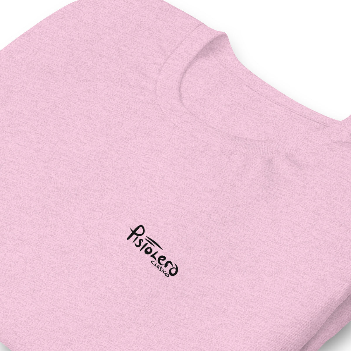 Frisky heather prism lilac tee — front Pistolero Clásico logo — Pistolero Clásico