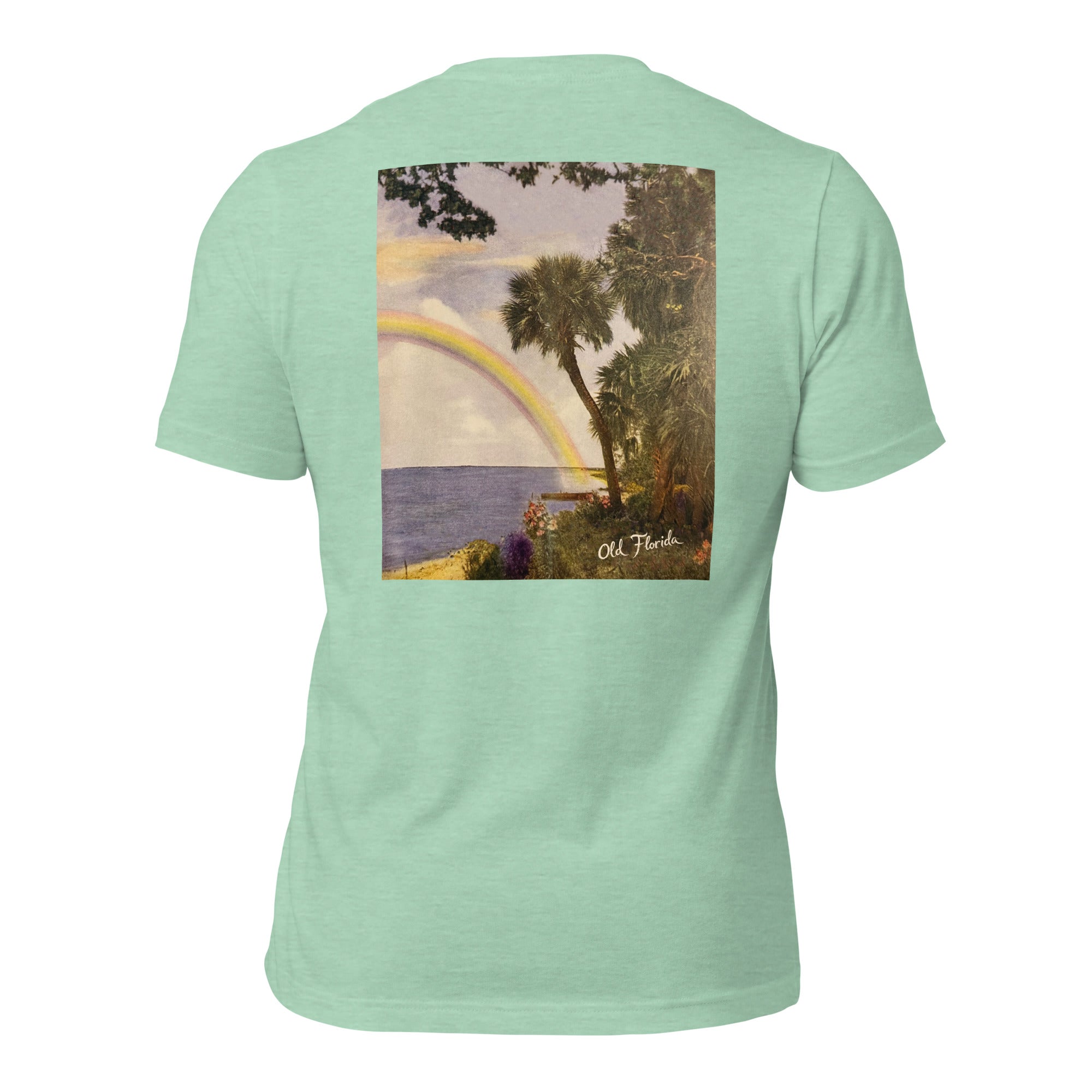 Rainbow heather prism mint tee — back graphic print — Pistolero Clásico