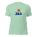Summer heather prism mint tee — front graphic print detail — Pistolero Clásico