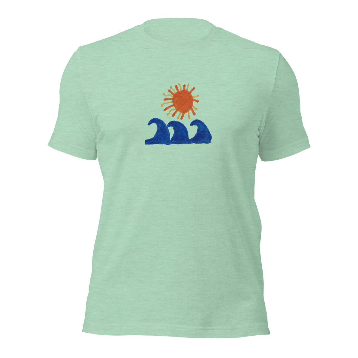 Summer heather prism mint tee — front graphic print detail — Pistolero Clásico