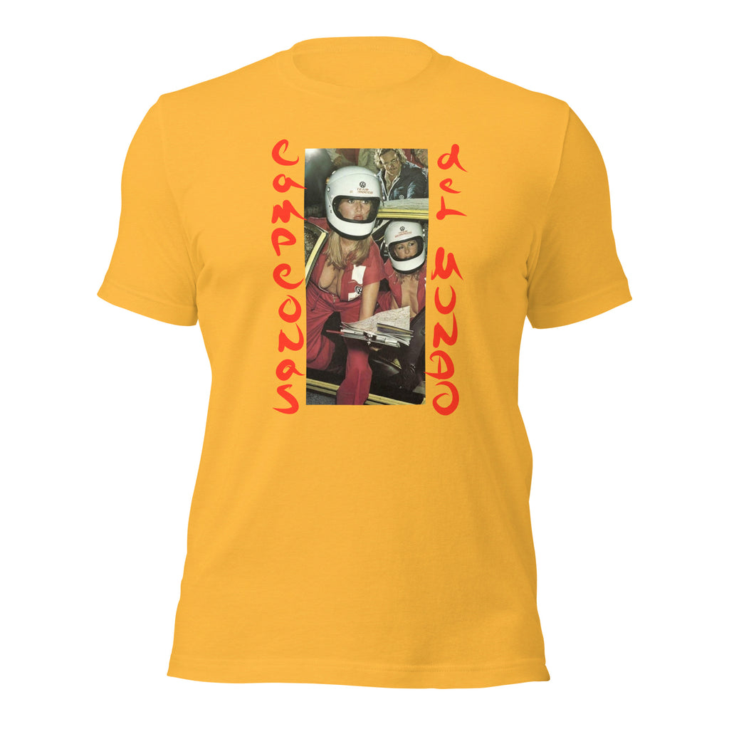 Campeonas del Mundo graphic tee in Heather Yellow Gold, front view — Pistolero Clásico