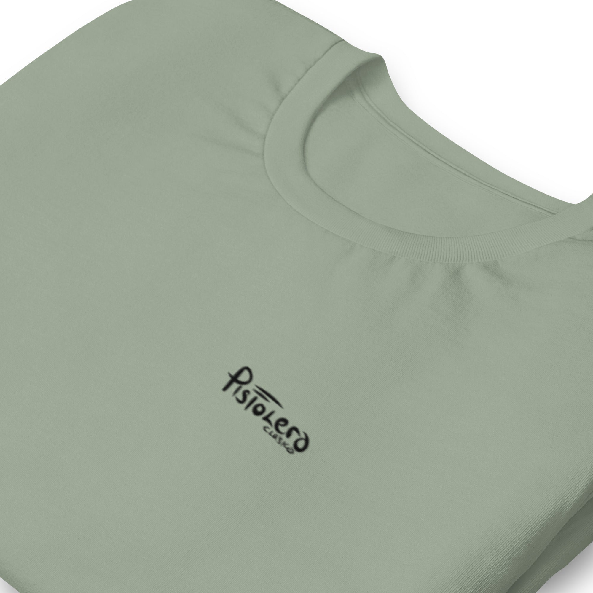 Homosassa Springs sage tee — front Pistolero Clásico logo — Pistolero Clásico
