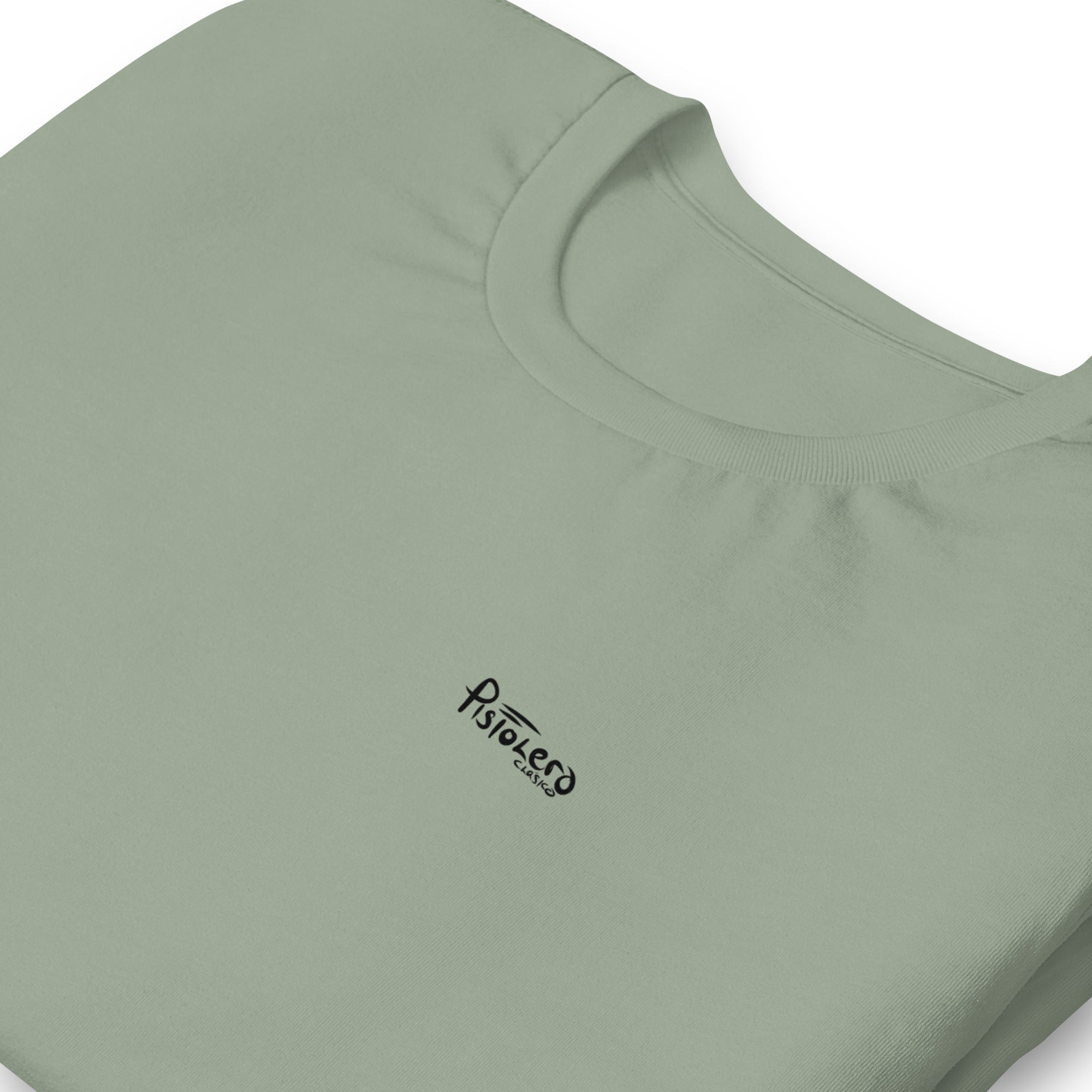 Cow Hunters sage tee — front Pistolero Clásico logo — Pistolero Clásico