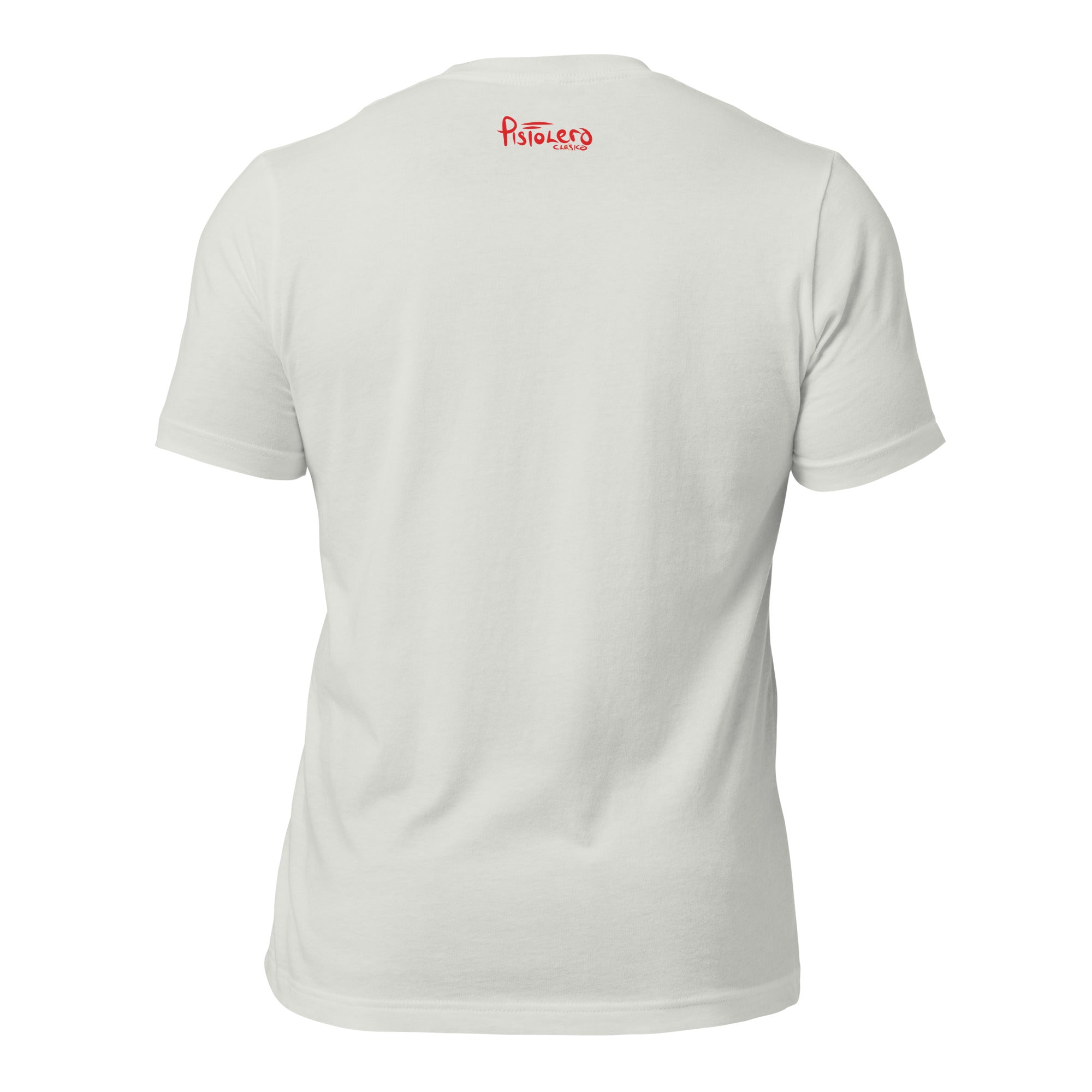 Campeonas del Mundo Silver tee, back view with Pistolero Clásico logo — Pistolero Clásico