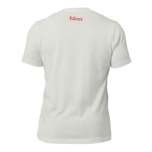 Campeonas del Mundo Silver tee, back view with Pistolero Clásico logo — Pistolero Clásico