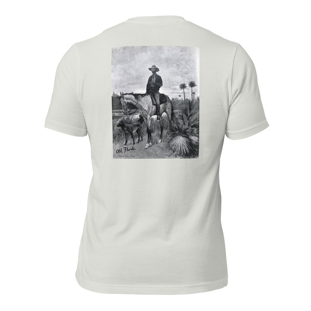 Ole Bone graphic tee in Silver, back view — Pistolero Clásico
