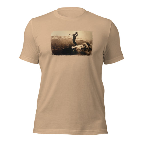 Blackie at Canoes graphic tee in Tan, front view — Pistolero Clásico