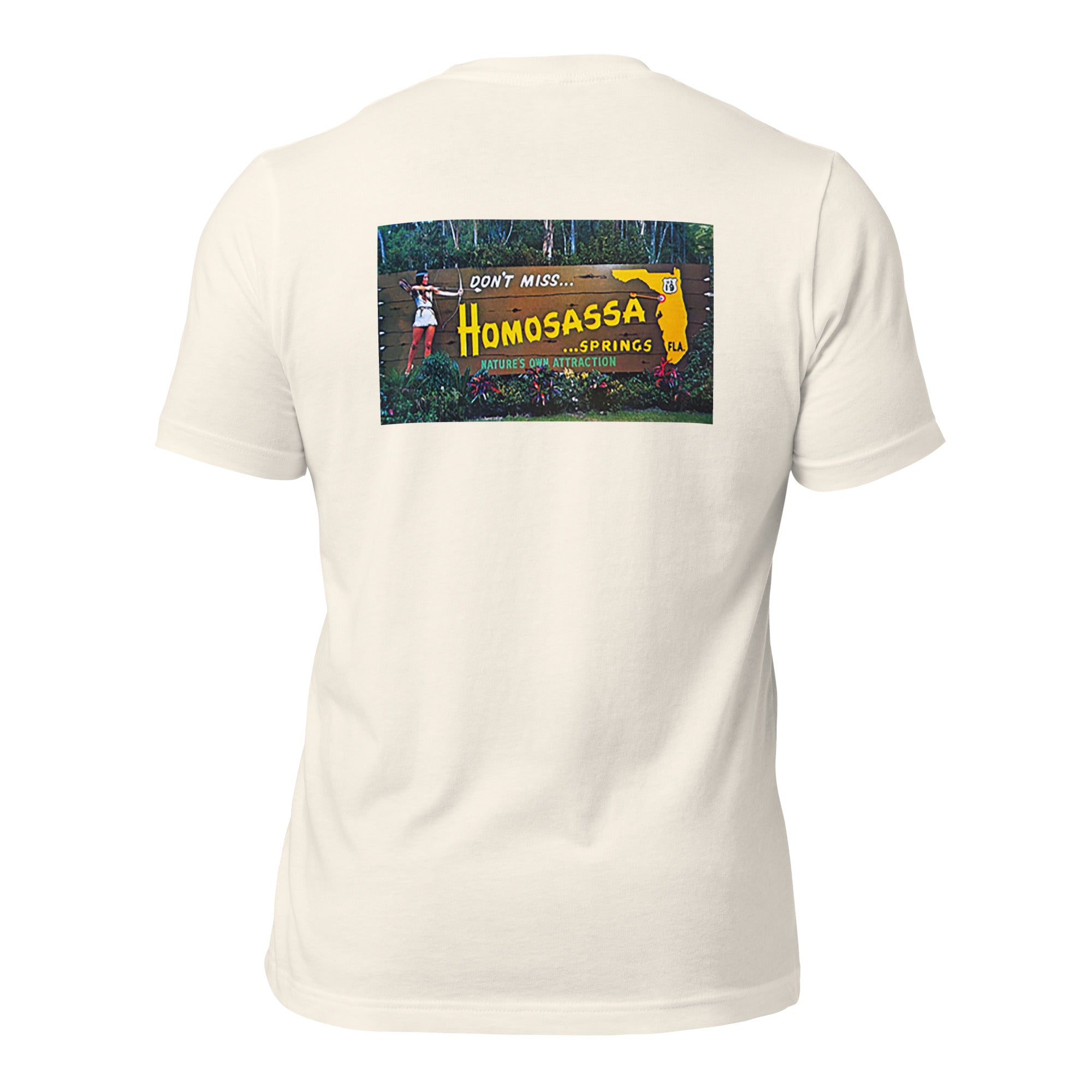 Homosassa Springs vintage white tee — back graphic print — Pistolero Clásico