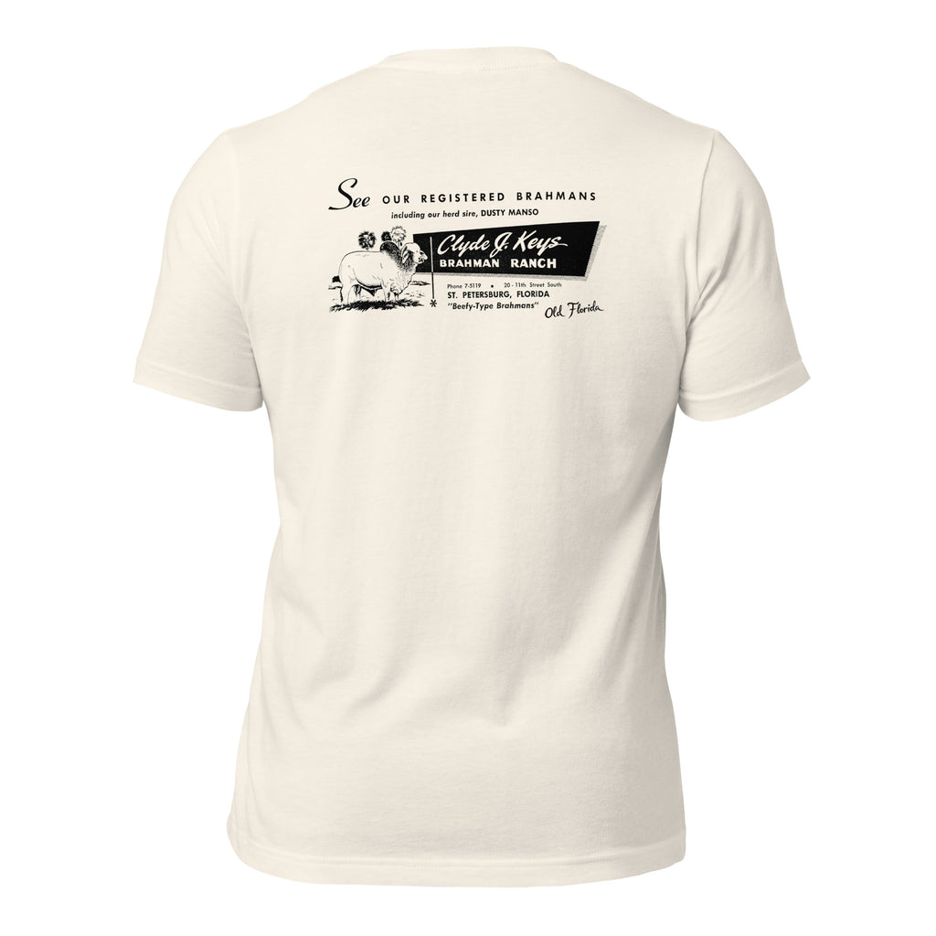 Clyde Keys vintage white tee — back graphic print — Pistolero Clásico