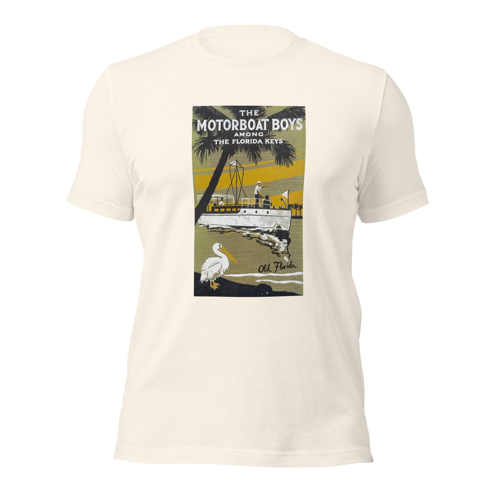 Motorboat Boys vintage white tee — front graphic print — Pistolero Clásico